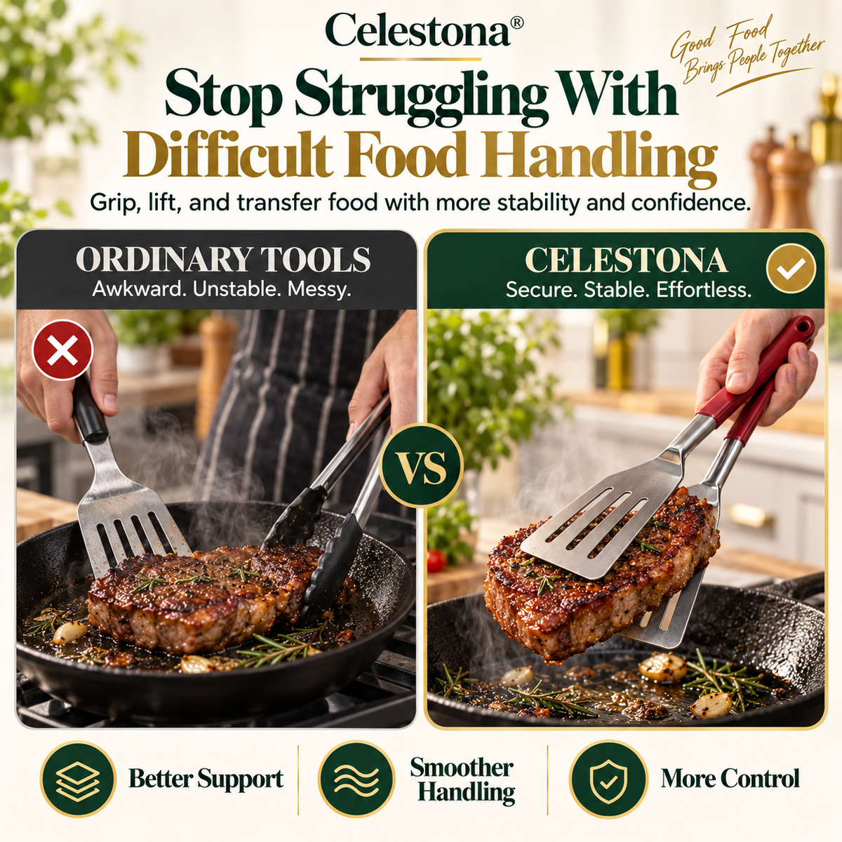Celestona® GripFlip 3-in-1 Steak Clamp