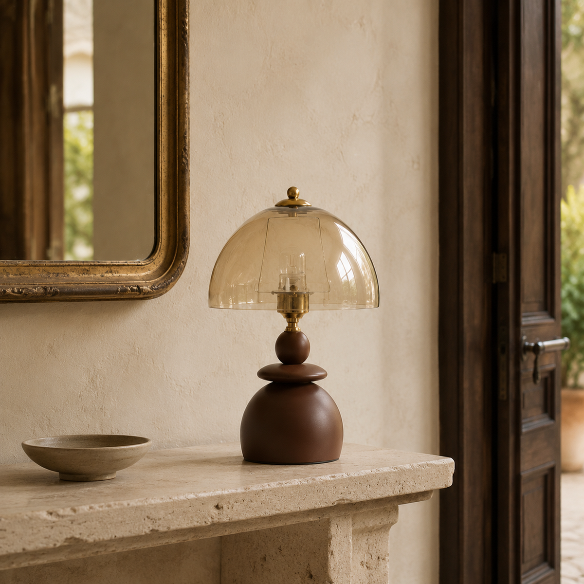 Sable Smoke-Glass Dome Table Lamp