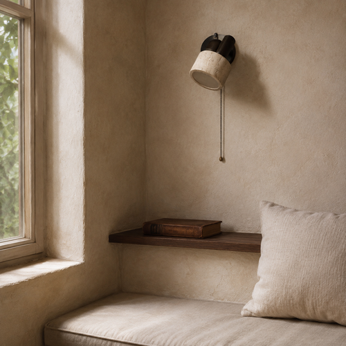 Pierre Travertine Pull-Chain Wall Sconce