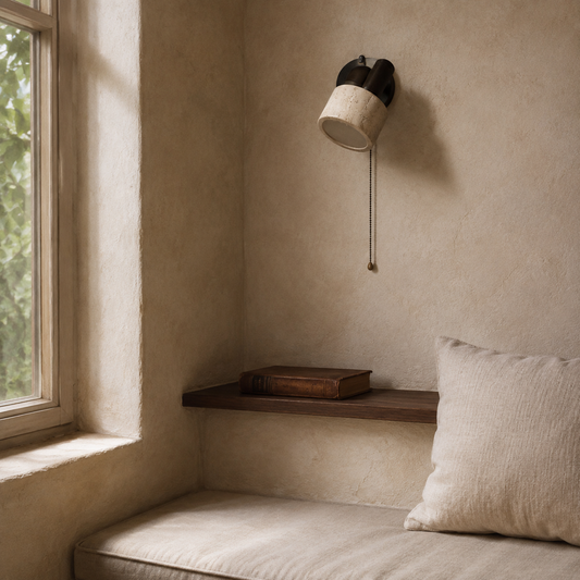 Pierre Travertine Pull-Chain Wall Sconce