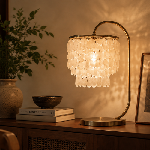 Aurelie Shell Cascade Arc Table Lamp