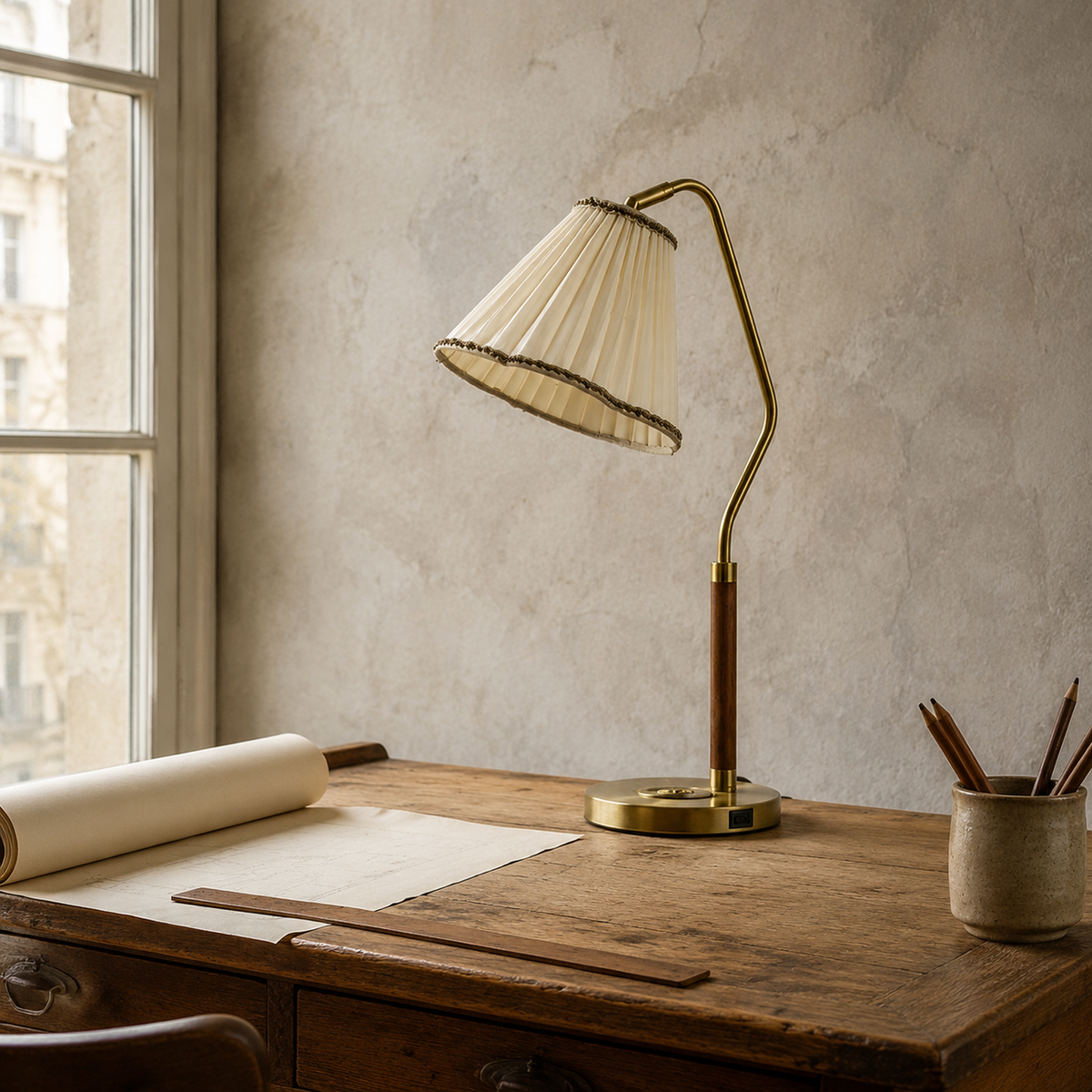 Marais Pleated Gooseneck Desk Lamp