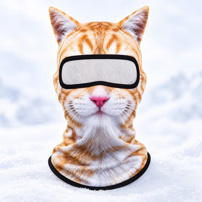 🐱 3D Visual effects Cat Ski Balaclava – Eye-Catching Animal Face Mask for Outdoor Fun!