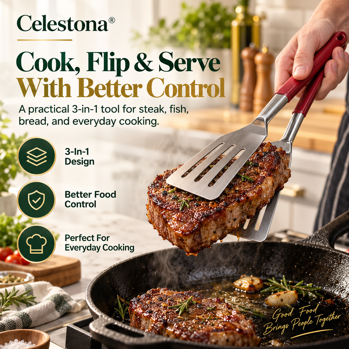 Celestona® GripFlip 3-in-1 Steak Clamp