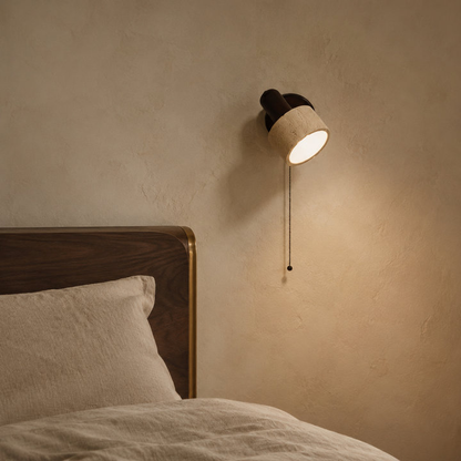 Pierre Travertine Pull-Chain Wall Sconce