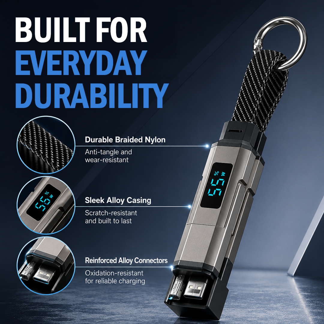 4 in 1 Digital Display Keychain Charging Cable