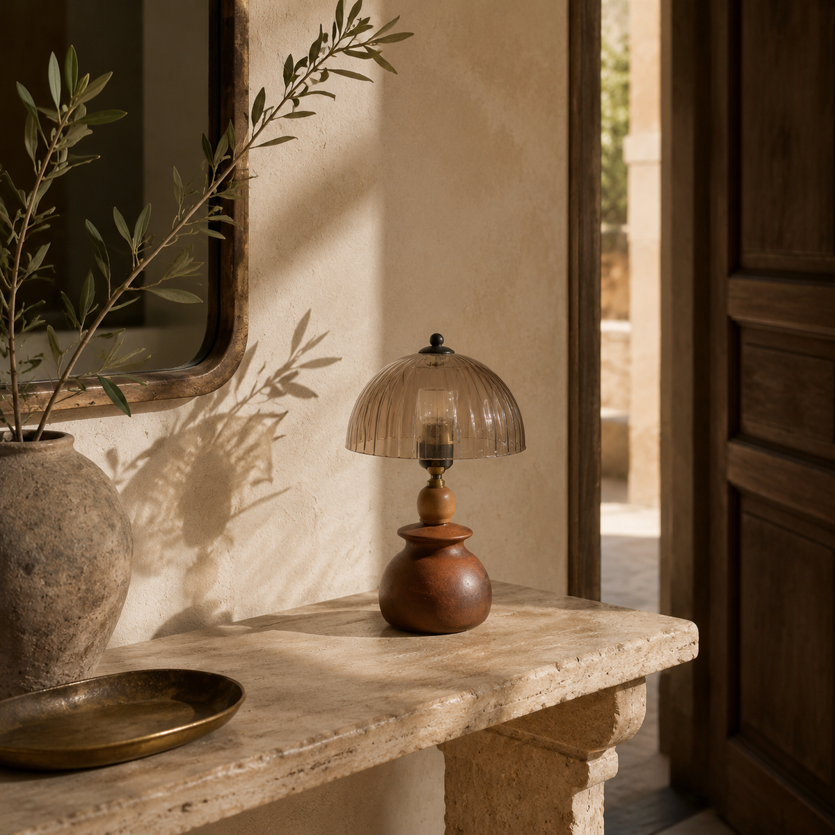 Sable Smoke-Glass Dome Table Lamp