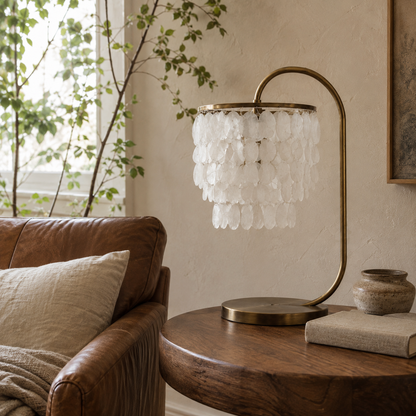Aurelie Shell Cascade Arc Table Lamp