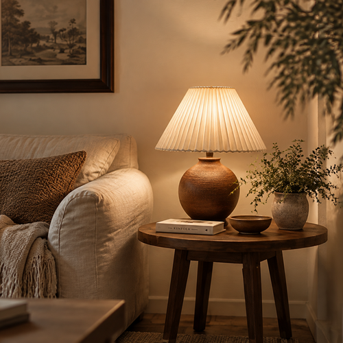 Aveline Pleated Shade Ceramic Table Lamp